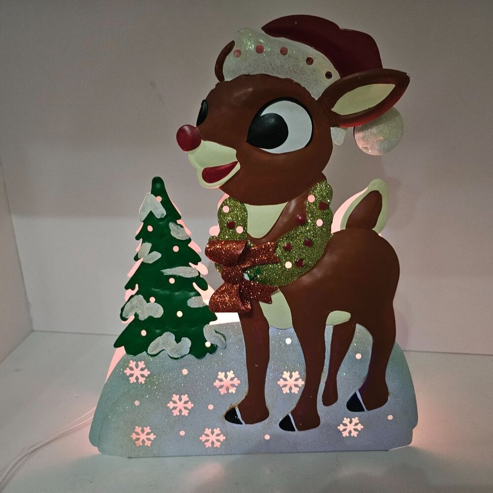 Rudolph Christmas Decoration Color Changing Metal Sculpture Gemmy 2011 - Picture 2 of 8